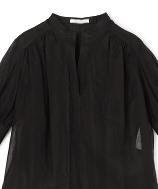 BEIGE， PLUMERIA / コットンシアーギャザーブラウス Black
