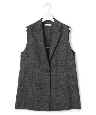 ICB L 【先行予約】 ミックスブッチャー バックスリットジレ ブラック×オフホワイト