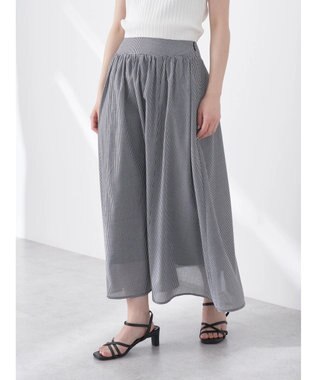 earth music&ecology ギャザーフレアスカート Gingham Check