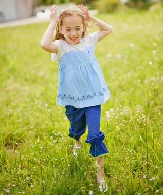 組曲 KIDS 【150-160cm】ビーチコーミングストライプ Tシャツ シーブルー系1