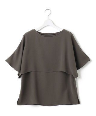 23区 【洗える/好評につき新色追加】ストレッチジョーゼットリブコンビ レイヤー カットソー グレー系