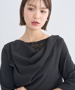 earth music&ecology レースレイヤードドレーププルオーバー Black