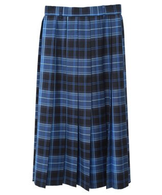 Green Parks ワイドプリーツチェックスカート Blue