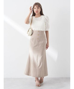 earth music&ecology フロントボタンマーメイドスカート Beige