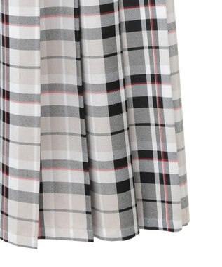 Green Parks ワイドプリーツチェックスカート Gray Beige