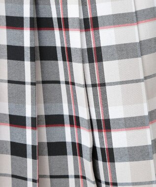 Green Parks ワイドプリーツチェックスカート Gray Beige
