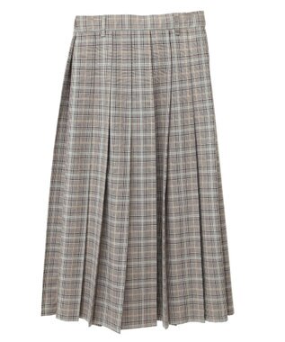 Green Parks ワイドプリーツチェックスカート Brown