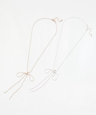 earth music&ecology ロングリボンチェーンネックレス Pink