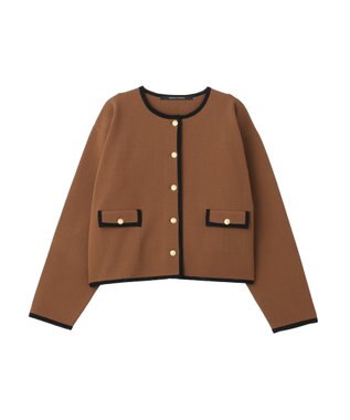 YECCA VECCA 金釦トリミングジャケットライクカーディガン Dark Beige