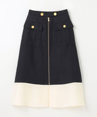 GRACE CONTINENTAL バイカラージップスカート ネイビー