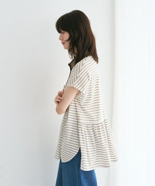 YECCA VECCA アシメボーダーポロシャツ Off White