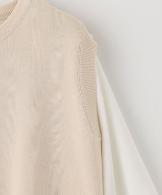 ANY 【洗濯機可】ニットレイヤードブラウス ベージュ