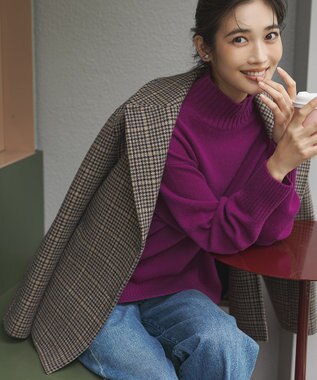 23区 S 【見上愛さんコラボカラー/Oggi掲載】カシミヤブレンド ハイネック ニット [見上愛さんコラボカラー]パープル系