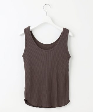 Feroux カップ付きリブ タンクトップ ブラウン系