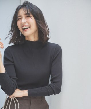 ANY 【洗濯機可】ボトルネック リブニット チャコールグレー