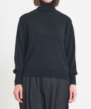 muuc 〈極上メリノウール〉ベーシックタートルネックプルオーバー〈肌に優しいニット〉〈アンサンブル可能〉〈袖の透かし編み〉 ブラック