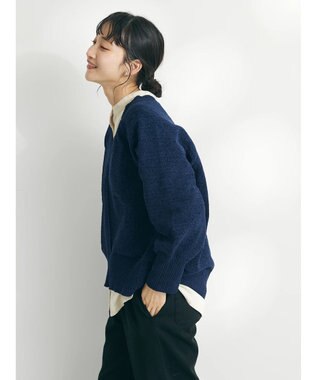 CRAFT STANDARD BOUTIQUE 洗えるコードモールＶネックプルオーバー Navy