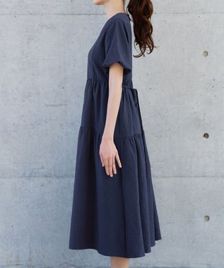 Tiaclasse リップルティアードワンピース ネイビー
