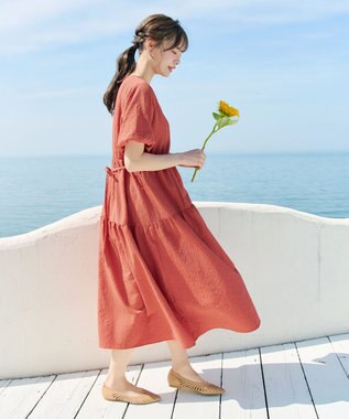 Tiaclasse リップルティアードワンピース オレンジ