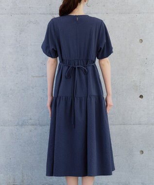 Tiaclasse リップルティアードワンピース ネイビー