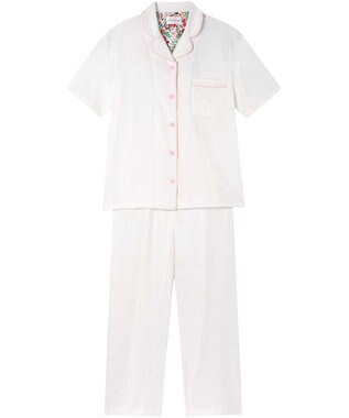 une nana cool 【綿100%】スビン天竺 半袖開襟パジャマ MADE WITH LIBERTY FABRIC ホワイト