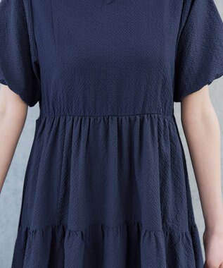 Tiaclasse リップルティアードワンピース ネイビー