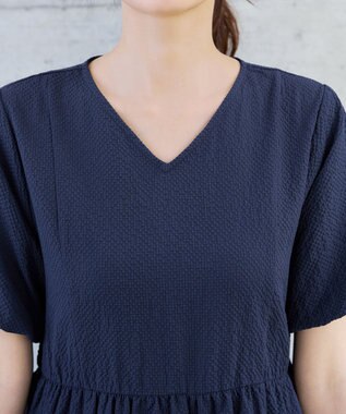 Tiaclasse リップルティアードワンピース ネイビー