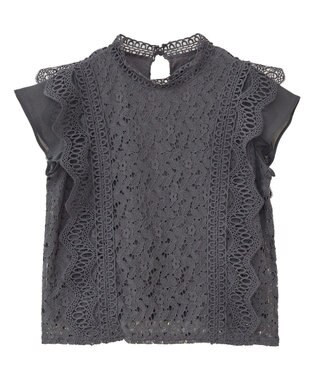 Green Parks ・Ｐｅｔｉｔ　Ｆｌｅｕｒ　フレンチレーシーブラウス Brown