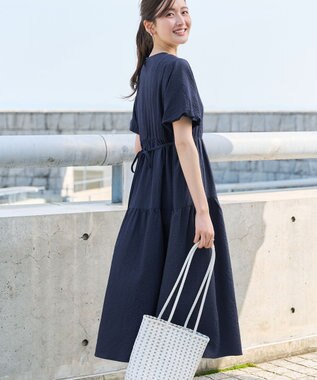 Tiaclasse リップルティアードワンピース ネイビー
