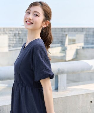 Tiaclasse リップルティアードワンピース ネイビー