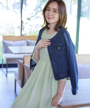 Tiaclasse 【洗える】シャーリングパフスリーブシアーワンピース ミント