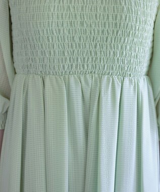 Tiaclasse 【洗える】シャーリングパフスリーブシアーワンピース ミント