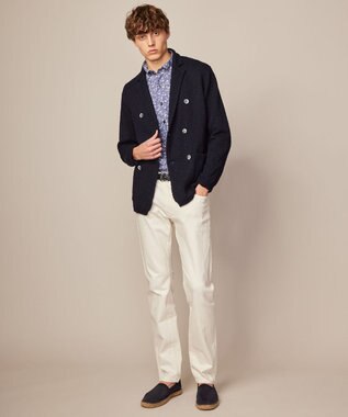 JOSEPH ABBOUD 【洗える】フラワーモチーフストレッチ シャツ ネイビー系5