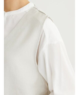 Green Parks ＳＥＴ２点Ｖネックベスト＋７分袖ミディシャツワンピース Beige