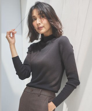 ANY 【洗濯機可】ボトルネック リブニット チャコールグレー