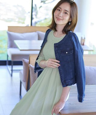 Tiaclasse 【洗える】シャーリングパフスリーブシアーワンピース ミント