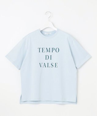 23区 【SLOW/一部店舗限定】MVSコットン  ロゴTシャツ サックスブルーxグリーンロゴ