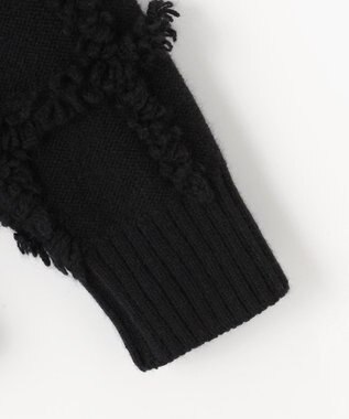 自由区 【カトリエムブーケ】Check frange フリンジカーディガン ブラック