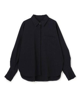 uncrave ウォッシャブルウールライクツイル ドルマンシャツ ダークネイビー