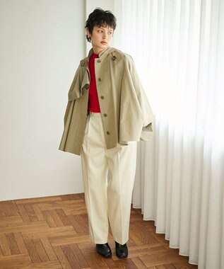 #Newans 【撥水】ラップストールケープトレンチコート シャンブレーベージュ