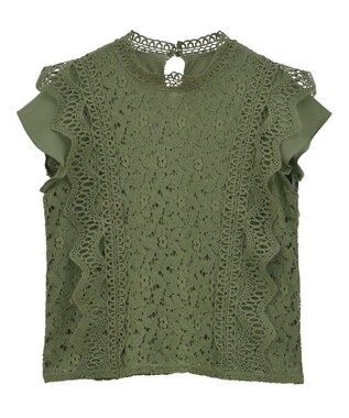 Green Parks ・Ｐｅｔｉｔ　Ｆｌｅｕｒ　フレンチレーシーブラウス Brown