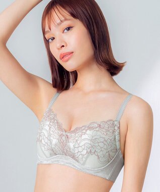 Wing ブラジャー コンパクトにバストメイク 高さをおさえる 【小さく見せるブラ】 Gカップまで対応 大きいサイズ ブラ KB6100 ウイング／ワコール グレー