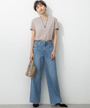 23区 L 【洗える】コンパクトヤーン スムース Tシャツ ベージュ系