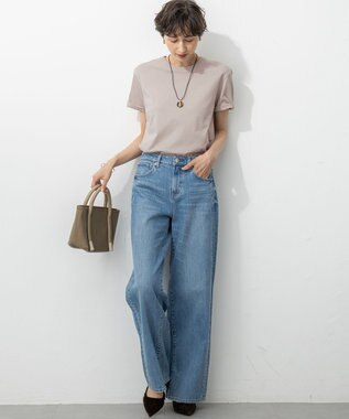 23区 L 【洗える】コンパクトヤーン スムース Tシャツ ベージュ系