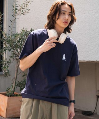 WEGO 【MLサイズ展開/綿100%】グラフィックワンポイントT（SS） ネイビー