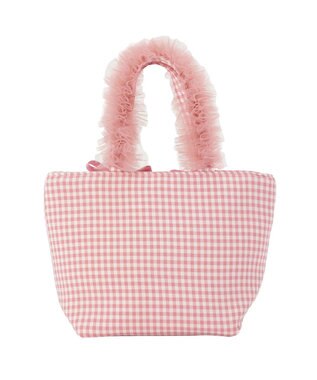 Maison de FLEUR ギンガムブランドロゴフリルハンドルトート Pink