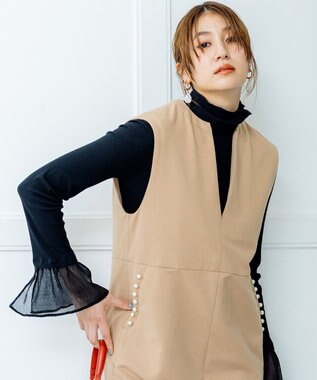 組曲 【洗える】フライスタートルネック カットソー ブラック系