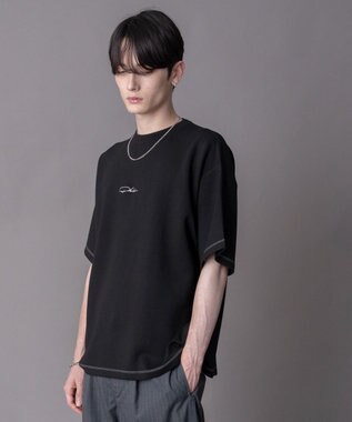 WEGO 【機能T/ユニセックス着用ITEM】カラーステッチワンポイントT（SS） ブラック