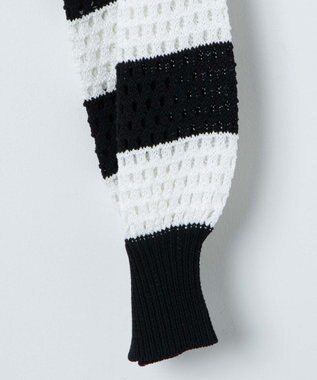 WEGO 【紫外線対策/手洗い可】メッシュリボンボレロ ブラックボーダー