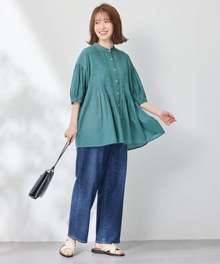 ANY ピンタックブラウス グリーン